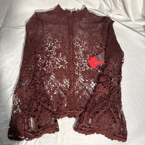 Bold Elements Cut To‎ Curve Women Floral Lace Top in Rustic Brick Size Small NEW